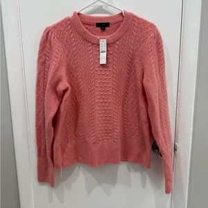 NWT JCREW Pink Crew Neck Cable Knit Sweater